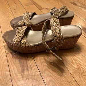 Tan raffia espadrilles Stuart weitzman y2k vintage size 10